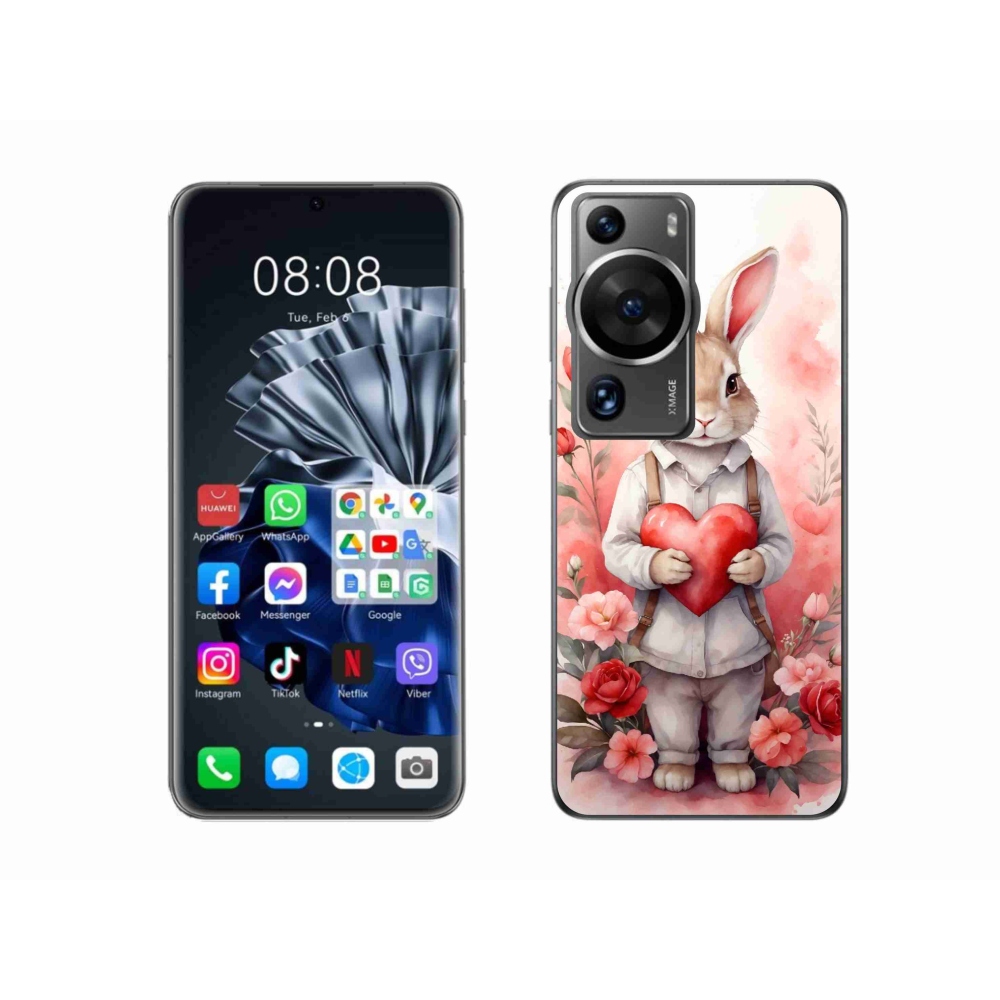 Gelový kryt mmCase na Huawei P60 Pro - zajíc se srdíčkem