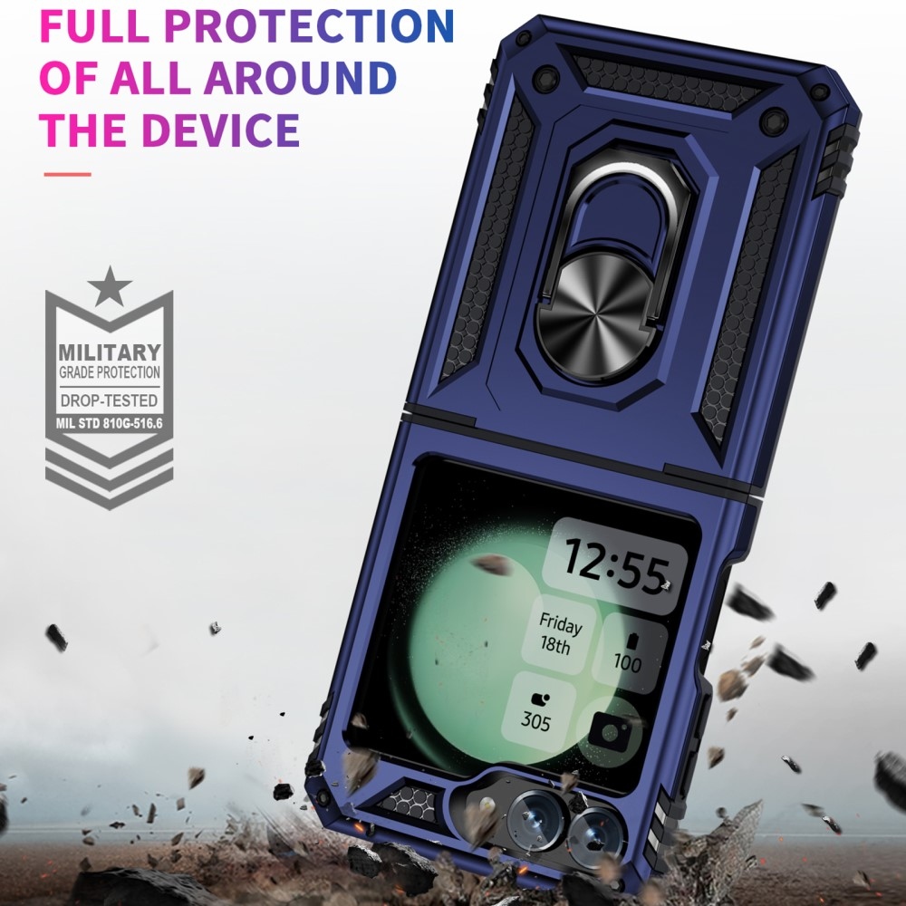 Ring odolný kryt na Samsung Galaxy Z Flip6 5G - modrý
