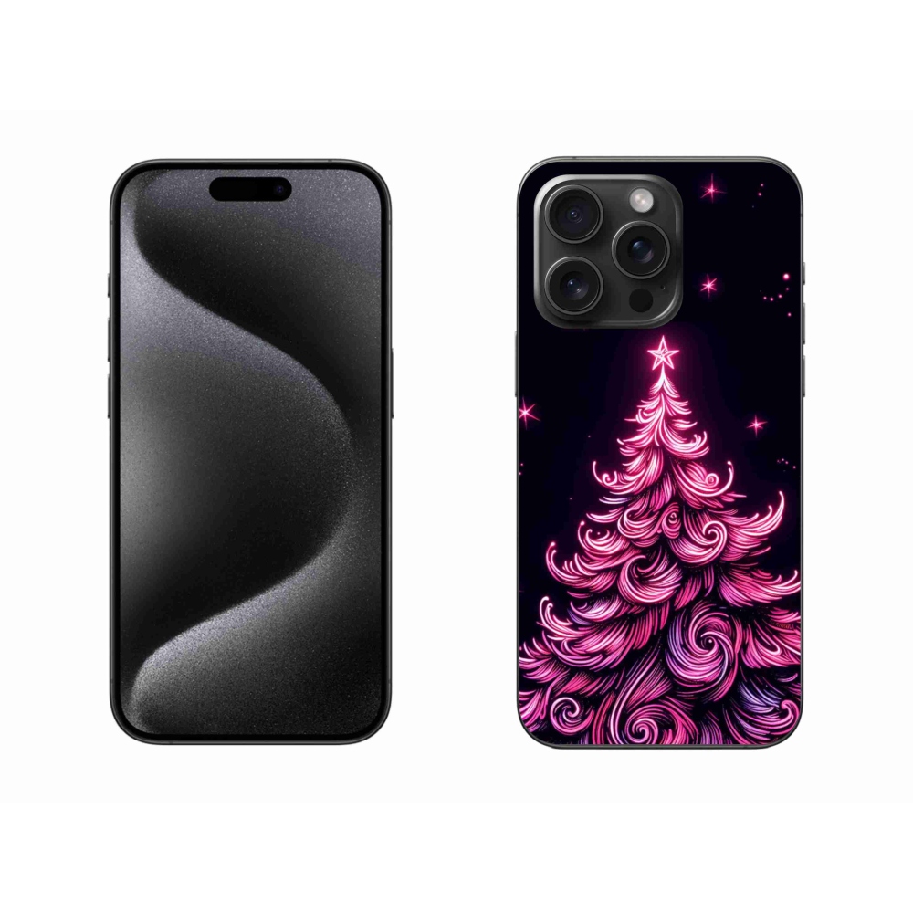 Gelový kryt mmCase na iPhone 15 Pro Max - neonový vánoční stromek 2