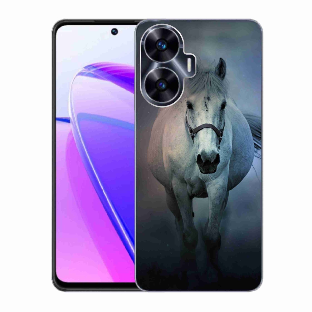 Gelový obal mmCase na Realme C55 - běžící bílý kůň