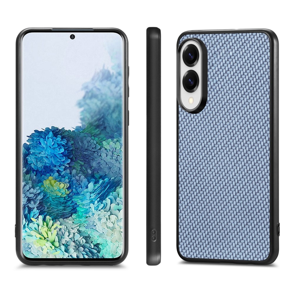 Coat gelový obal s umělou kůží a pevnými zády na Samsung Galaxy S25 Edge - modrý
