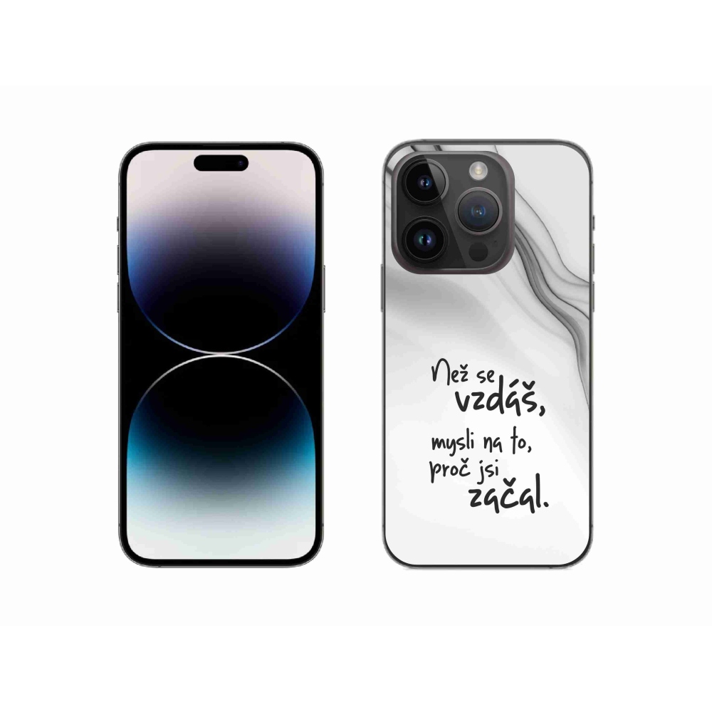 Gelový kryt mmCase na iPhone 14 Pro 6.1 - citát 2 bílé pozadí