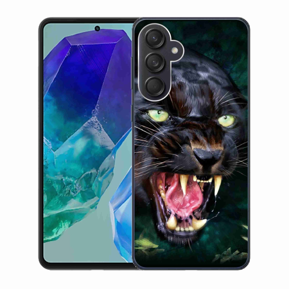 Gelový kryt mmCase na Samsung Galaxy M55 5G - rozzuřený černý panter