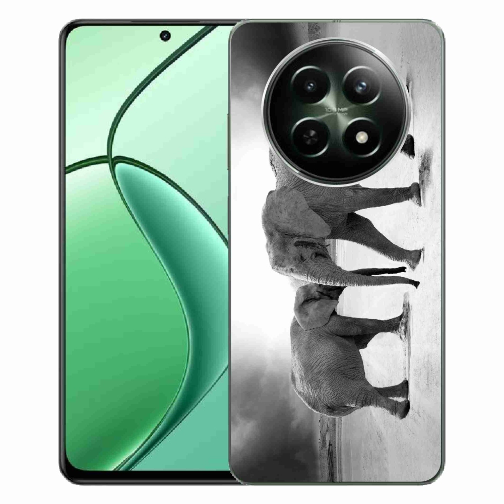 Gelový kryt mmCase na Realme 12 5G/12x 5G - černobílí sloni