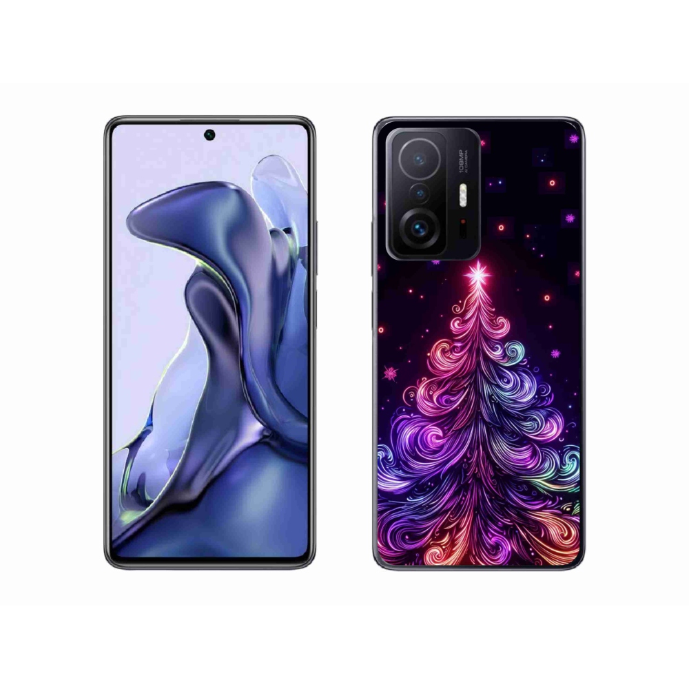 Gelový kryt mmCase na Xiaomi 11T Pro - neonový vánoční stromek 1