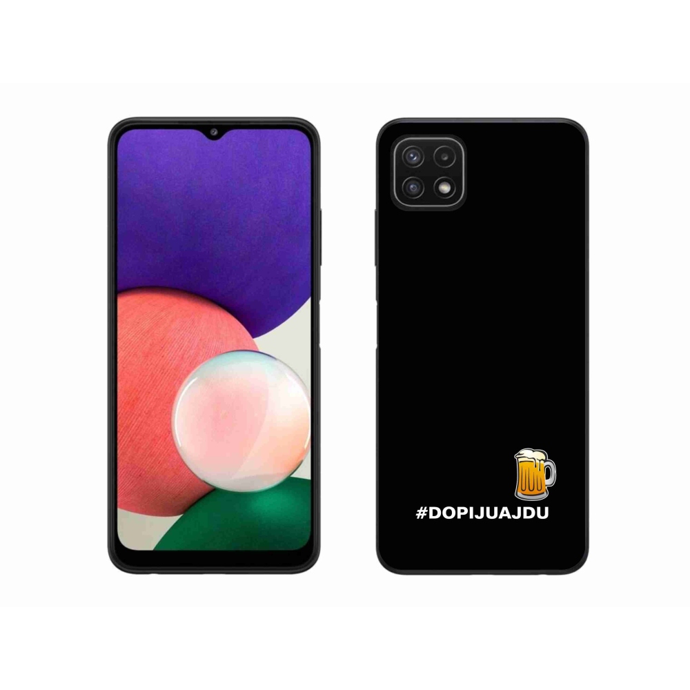 Gelový kryt mmCase na Samsung Galaxy A22 5G - pivní motiv 1 černé pozadí