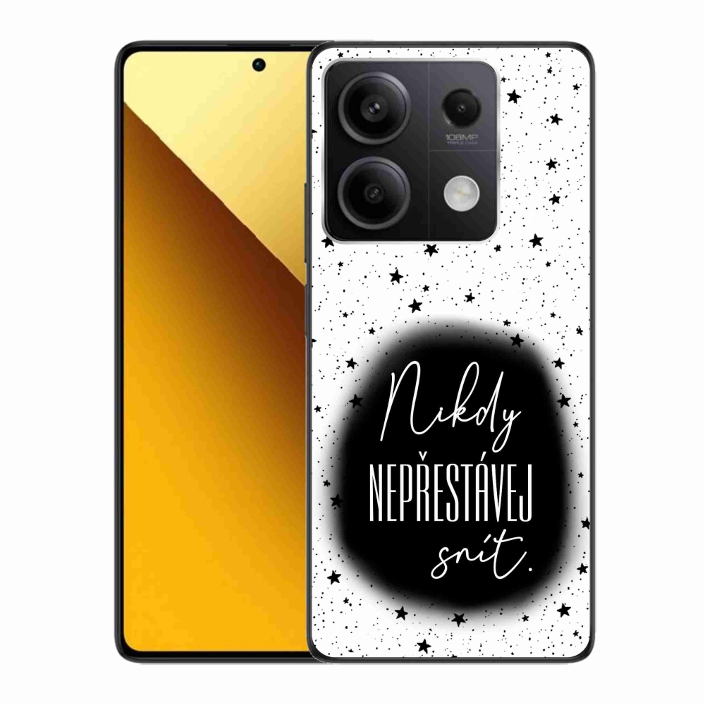 Gelový kryt mmCase na Xiaomi Redmi Note 13 5G - citát 1 černobílé pozadí
