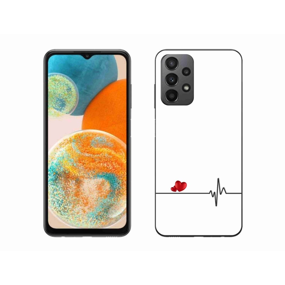 Gelový kryt mmCase na Samsung Galaxy A23 4G/5G - srdce a tep bílé pozadí