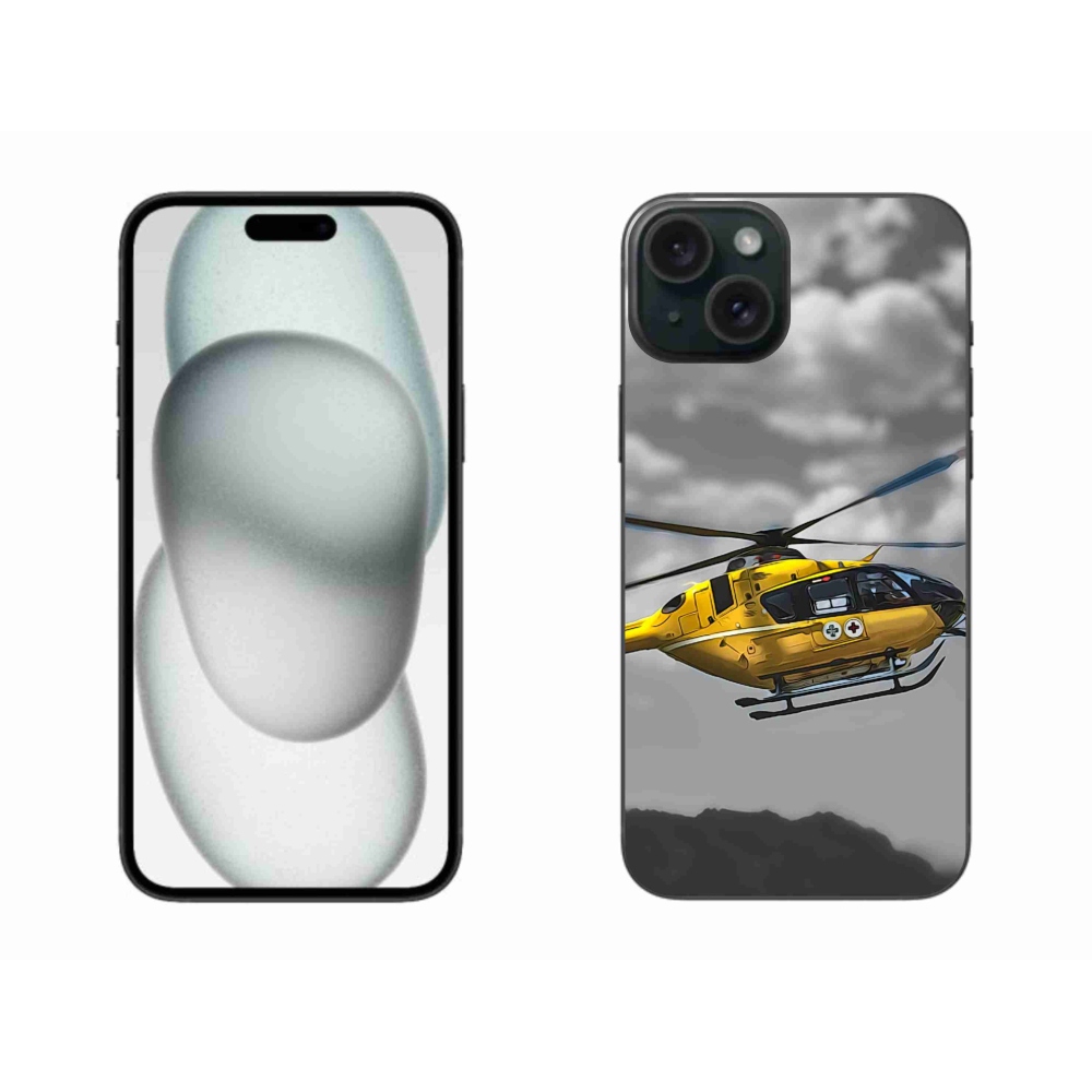 Gelový kryt mmCase na iPhone 15 Plus - žlutá helikoptéra