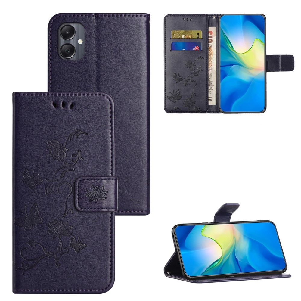 Flower knížkové pouzdro na Samsung Galaxy A07 4G - tmavěfialové