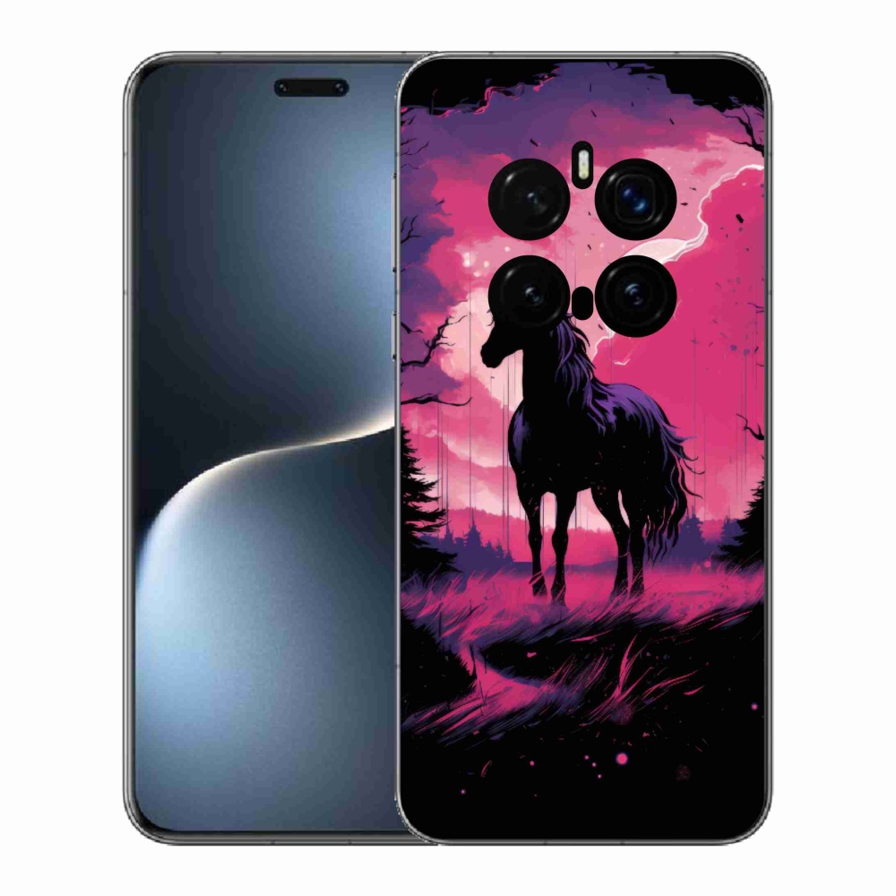 Gelový kryt mmCase na Honor Magic 7 Pro 5G - černý kreslený kůň 1