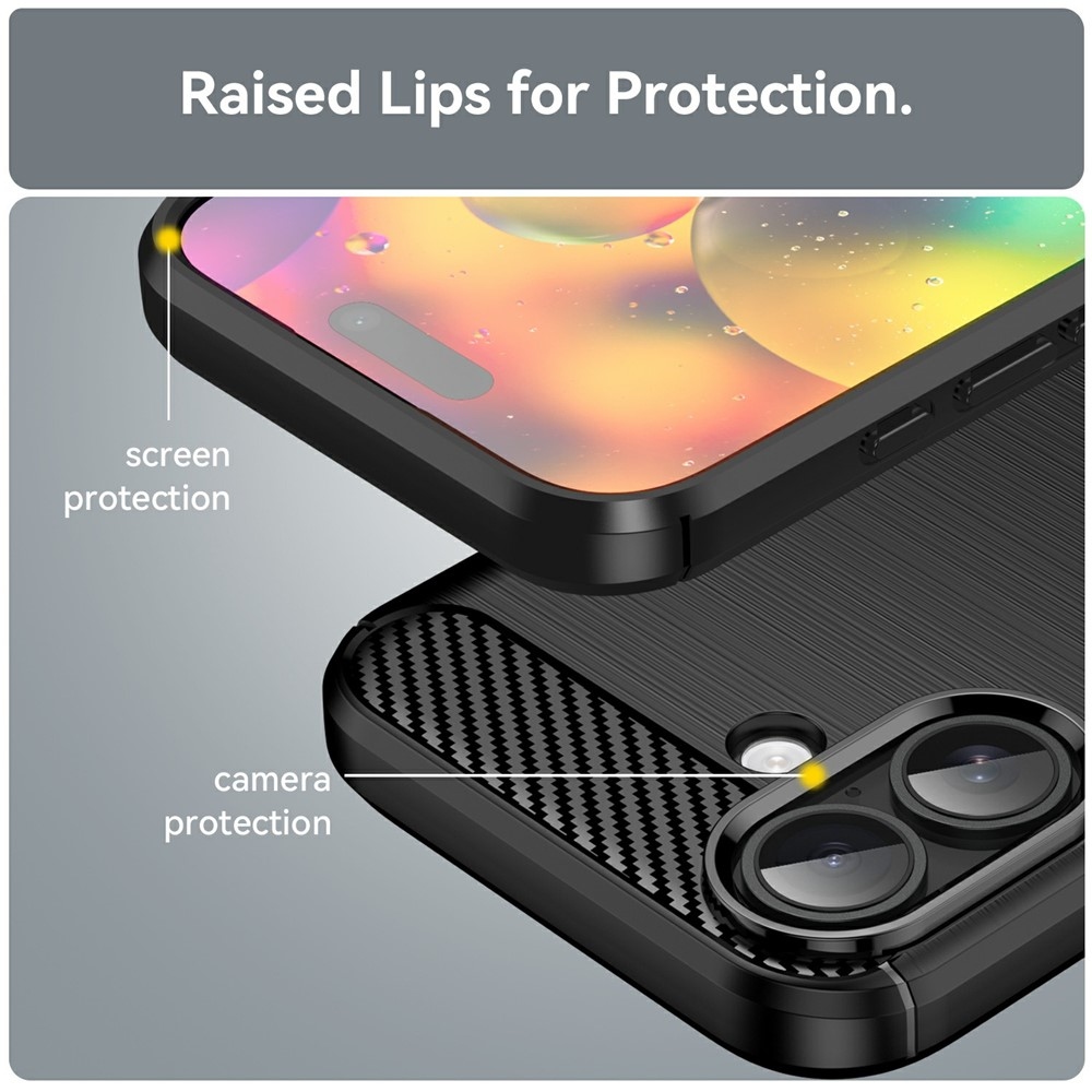 Carbon odolný gelový obal na iPhone 17 - černý