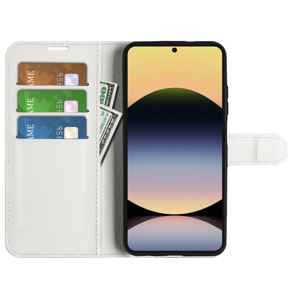 Litchi knížkové pouzdro na Xiaomi Redmi Note 14S - bílé