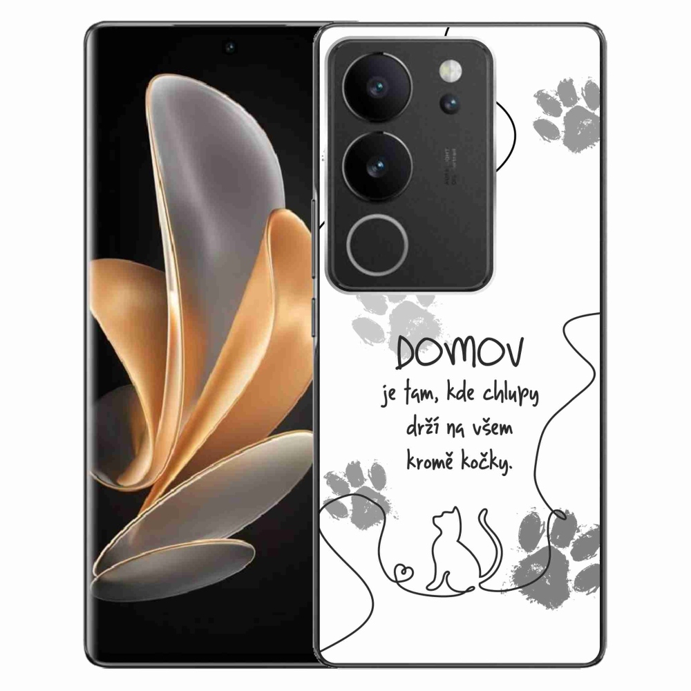Gelový kryt mmCase na Vivo V29 5G - kočičí motiv bílé pozadí