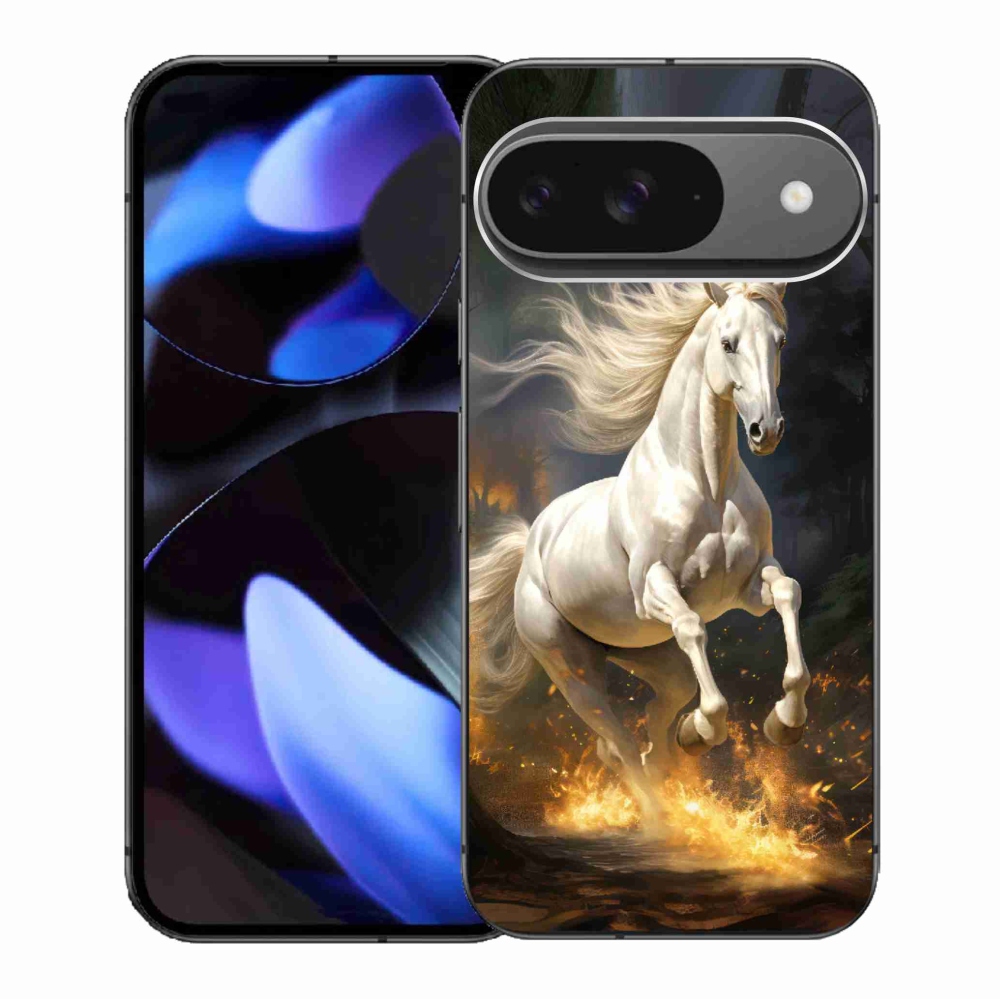 Gelový kryt mmCase na Google Pixel 9/9 Pro - bílý kůň 2