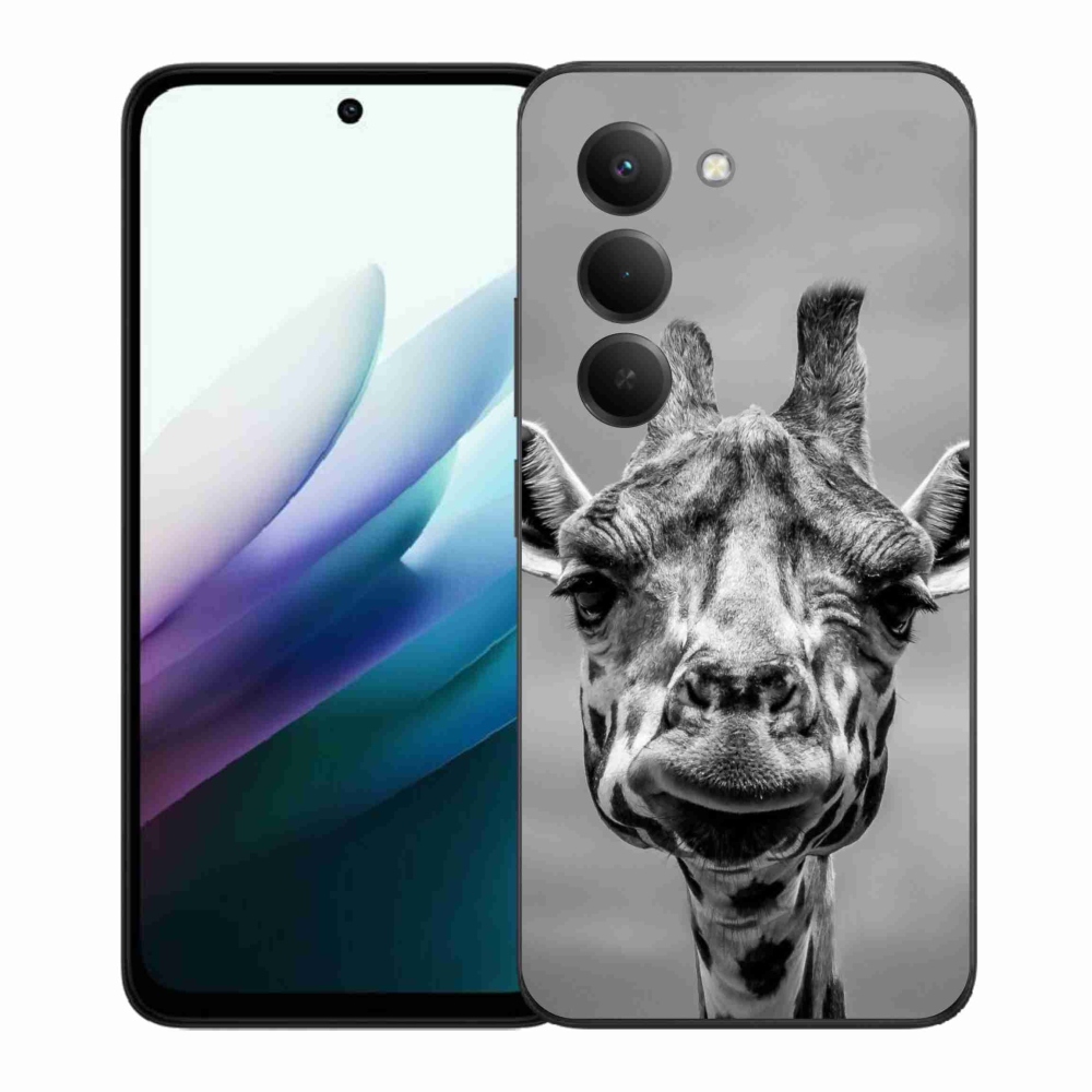 Gelový kryt mmCase na Xiaomi Redmi 15 4G/5G (171mm) - černobílá žirafa