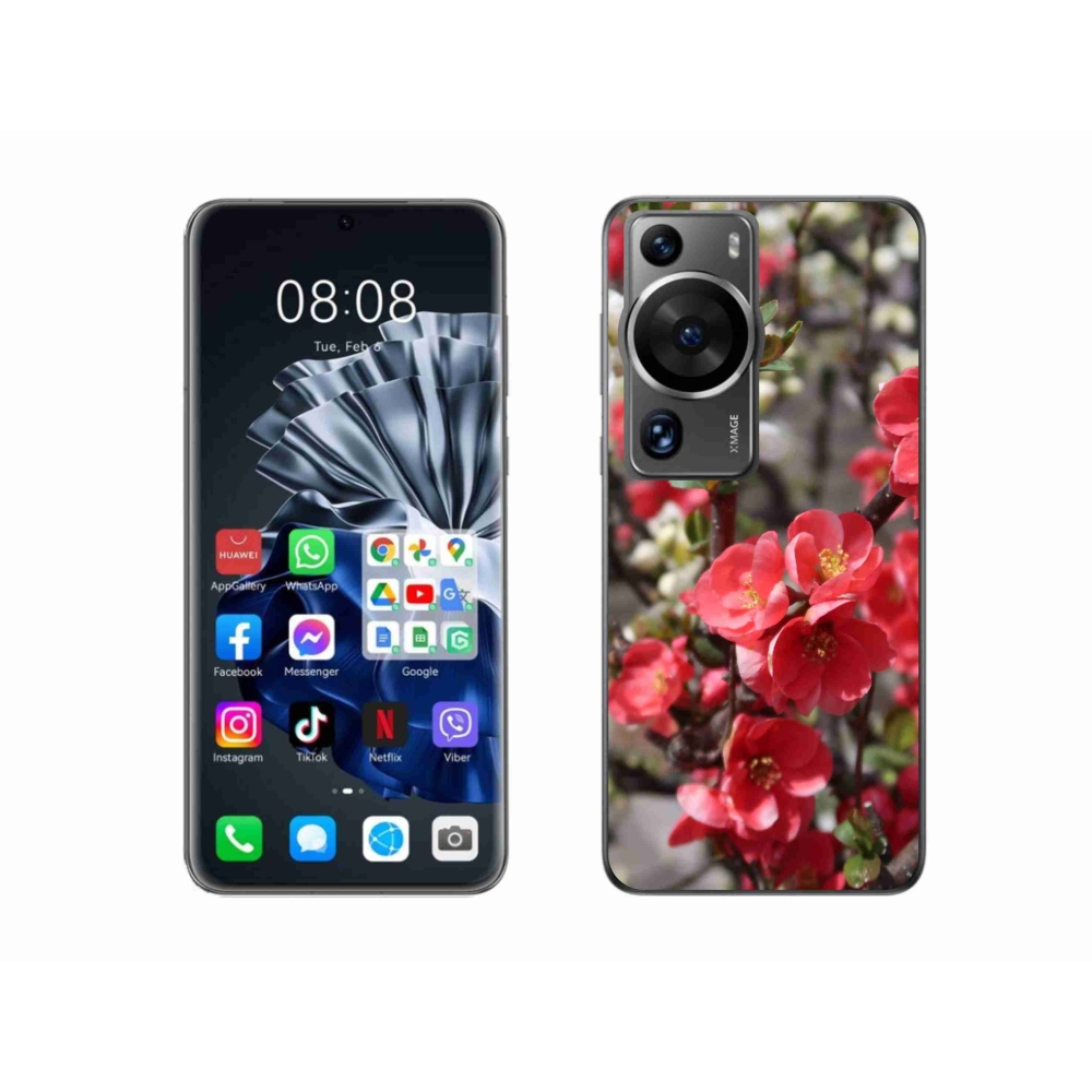 Gelový kryt mmCase na Huawei P60 Pro - červené květy