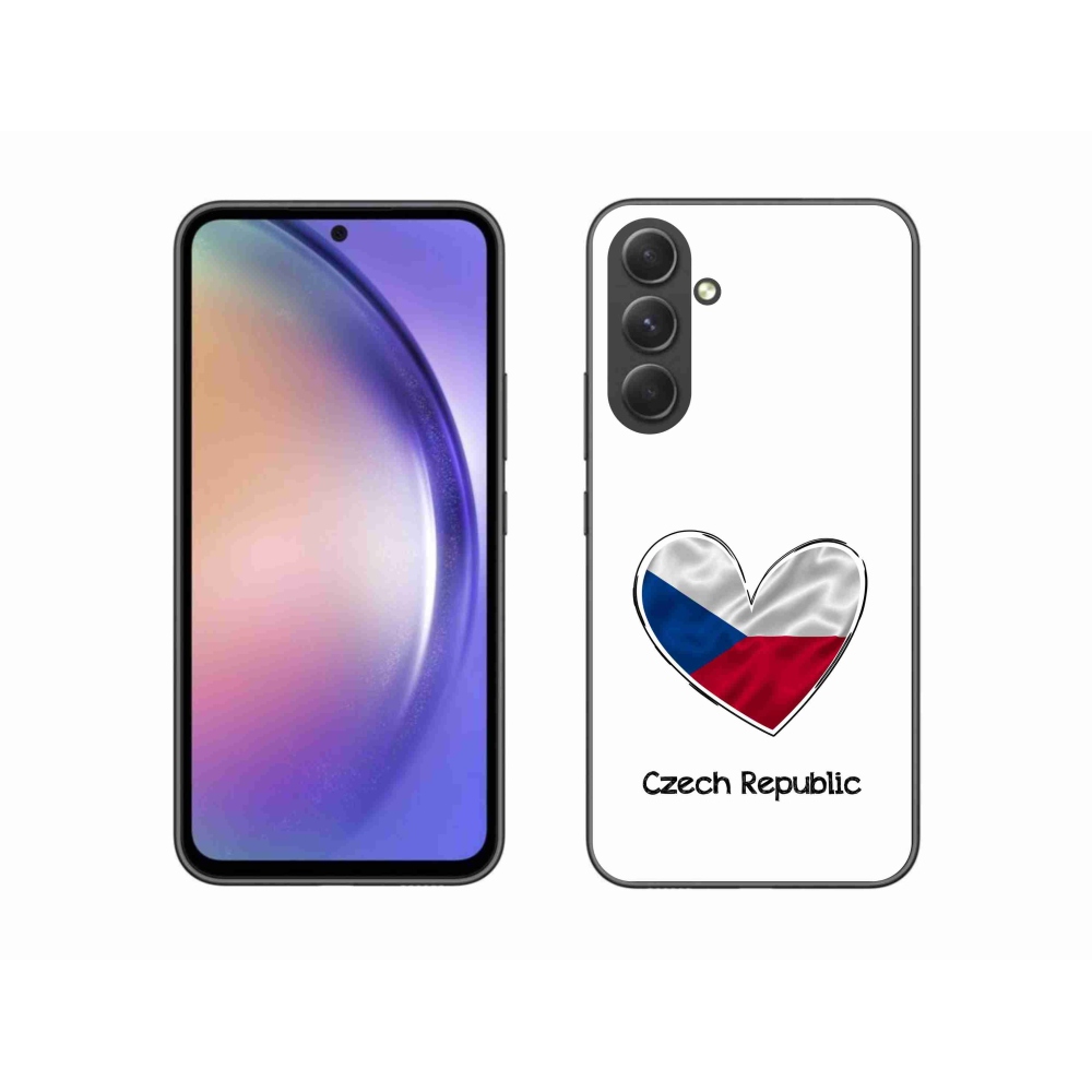 Gelový kryt mmCase na Samsung Galaxy A54 5G - vlajka srdce bílé pozadí