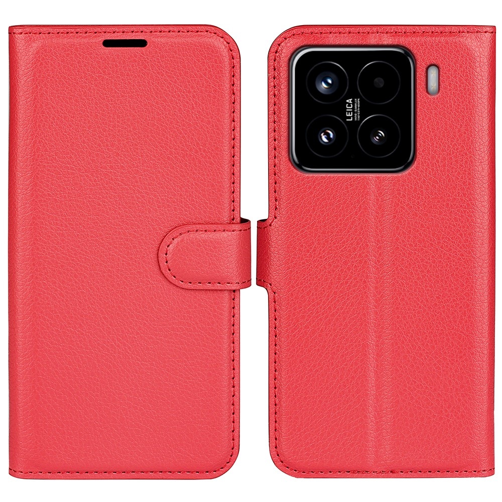 Litchi knížkové pouzdro na Xiaomi 15 - červené