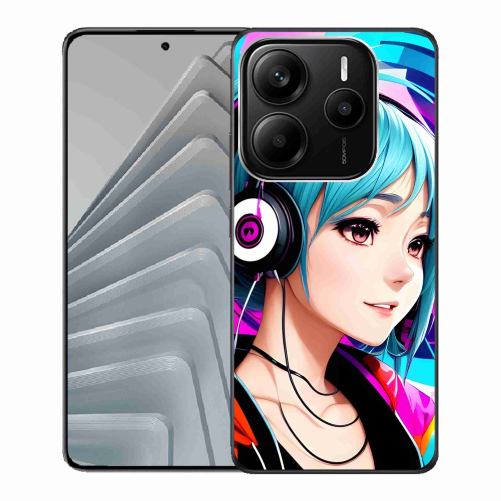 Gelový kryt mmCase na Xiaomi Redmi Note 14 5G - dívka se sluchátky