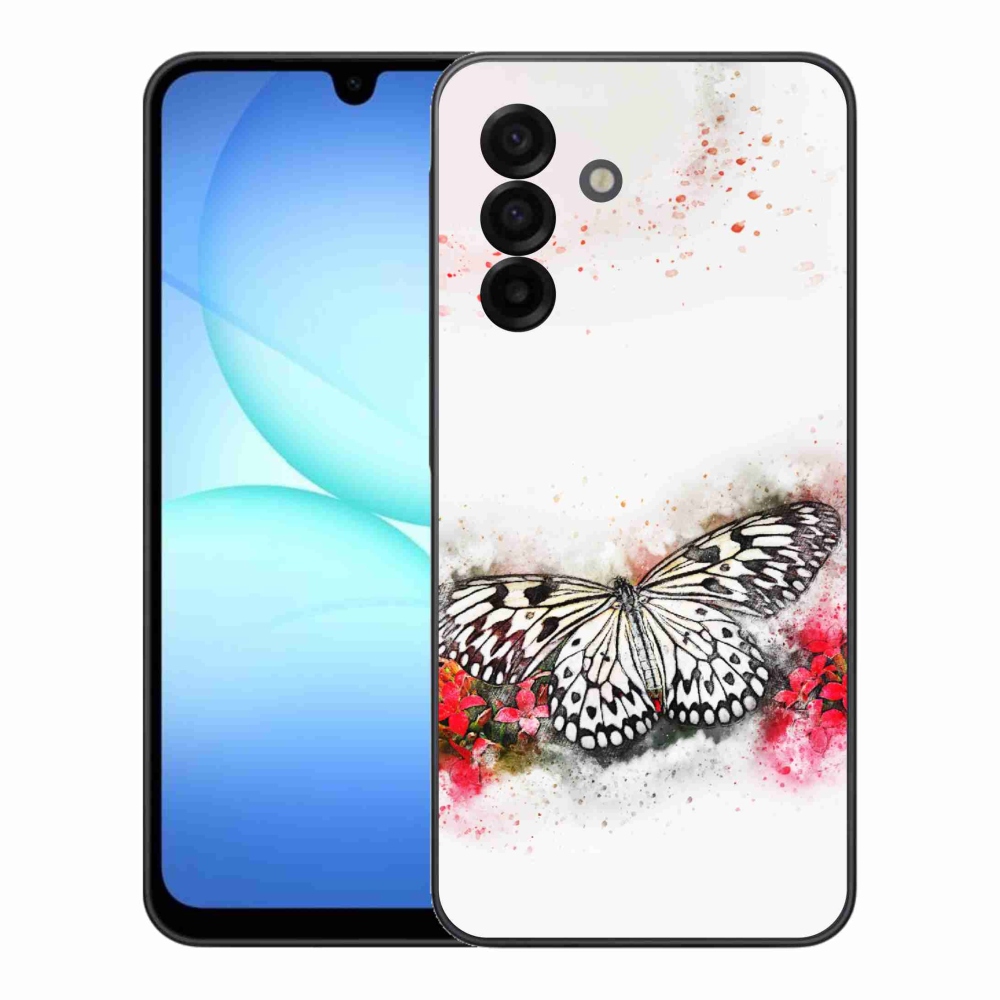 Gelový kryt mmCase na Samsung Galaxy A17 4G/5G - černobílý motýl