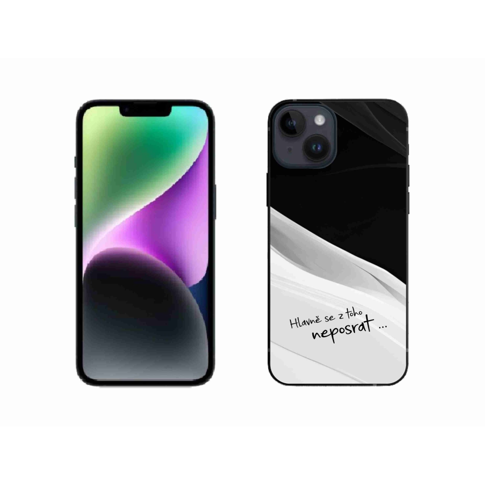 Gelový kryt mmCase na iPhone 14 - vtipný text 13 bíločerné pozadí