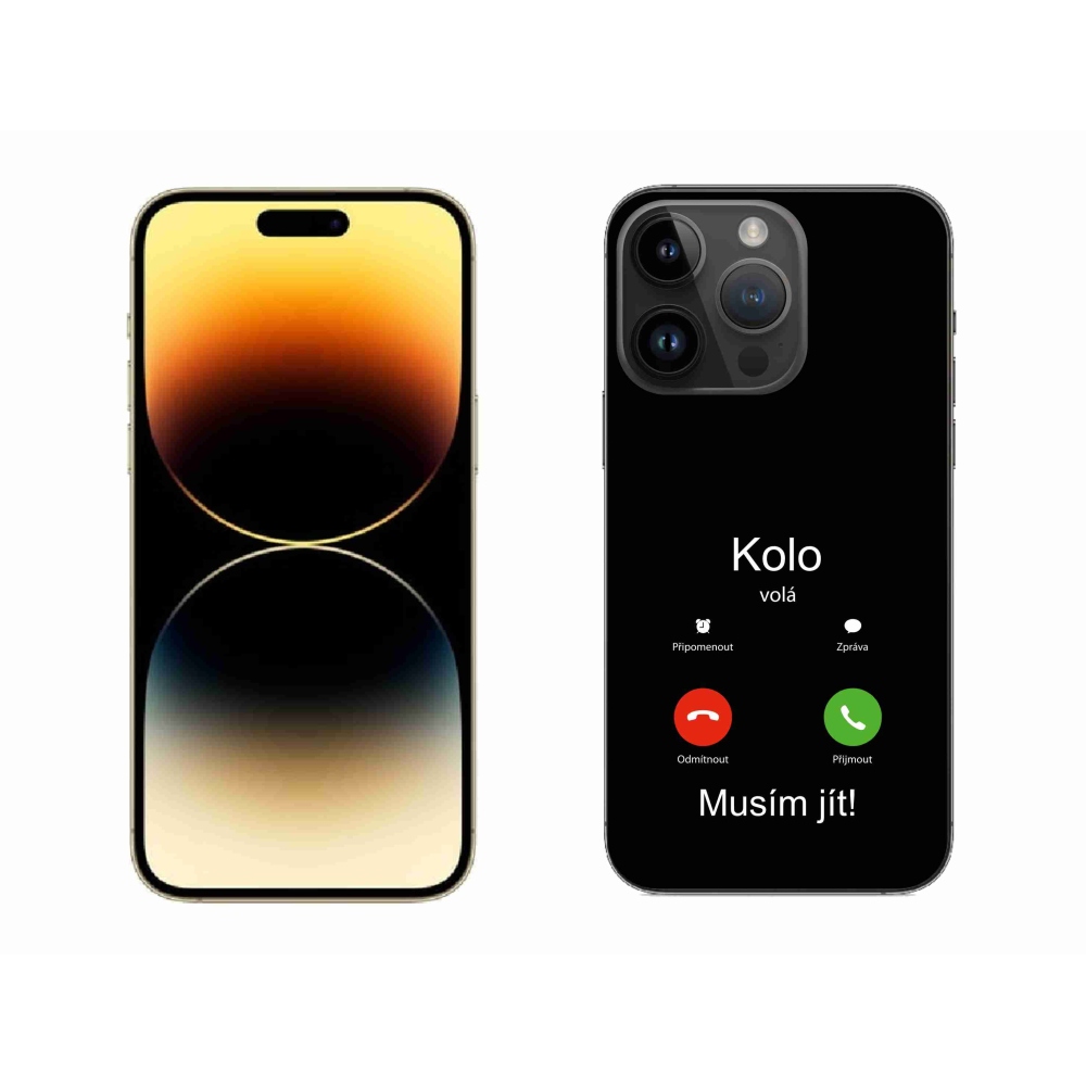 Gelový kryt mmCase na iPhone 14 Pro Max 6.7 - kolo volá černé pozadí