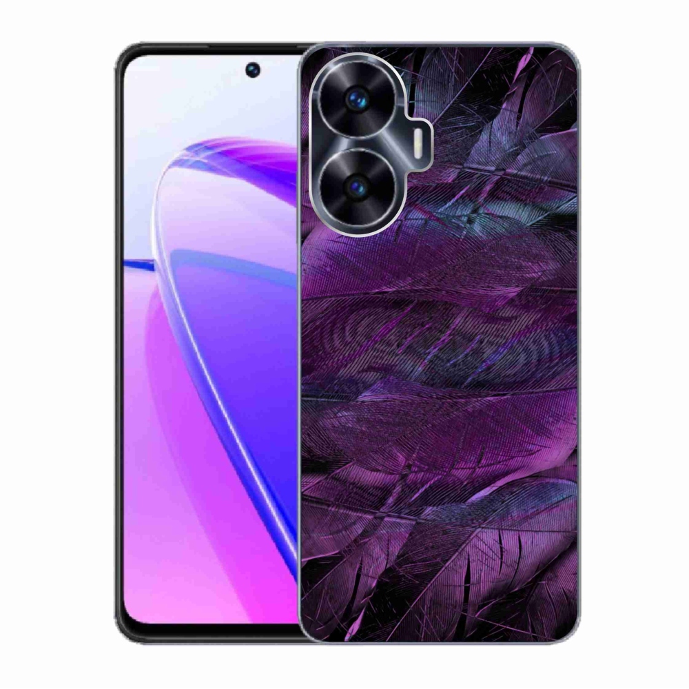 Gelový kryt mmCase na Realme C55 - fialová pírka