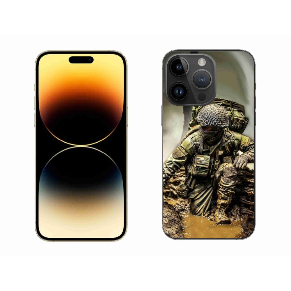 Gelový kryt mmCase na iPhone 14 Pro Max - voják