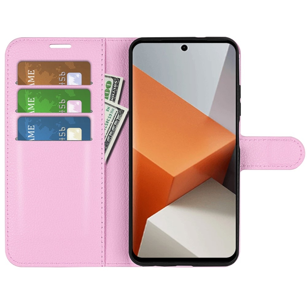 Litchi knížkové pouzdro na Xiaomi Redmi Note 13 Pro+ 5G - růžové