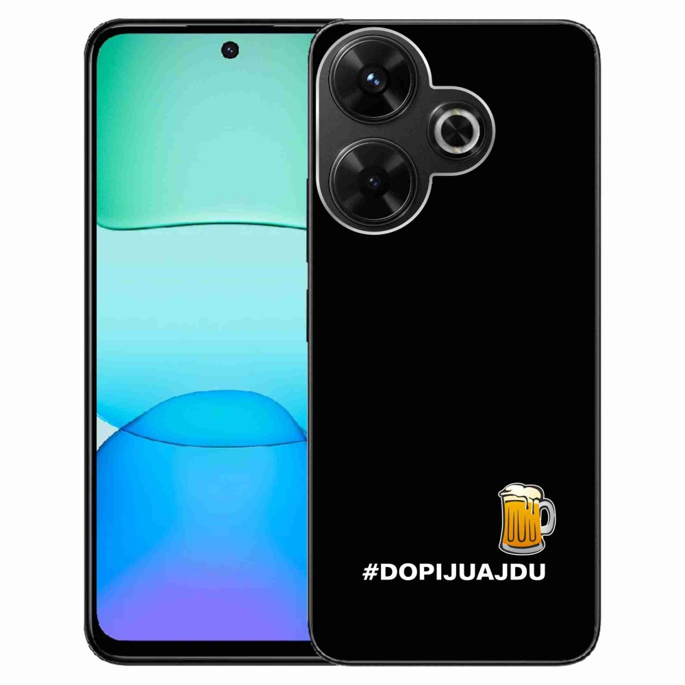 Gelový kryt mmCase na Xiaomi Redmi 13 4G/Poco M6 4G  - pivní motiv 1 černé pozadí