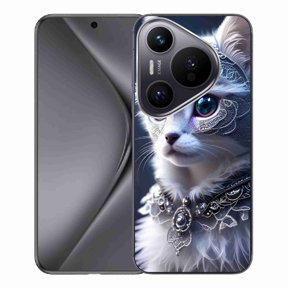 Gelový kryt mmCase na Huawei Pura 70 Pro - bílá kočka