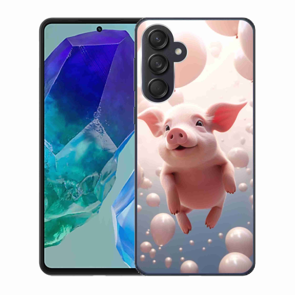 Gelový kryt mmCase na Samsung Galaxy M55 5G - prasátko s balónky
