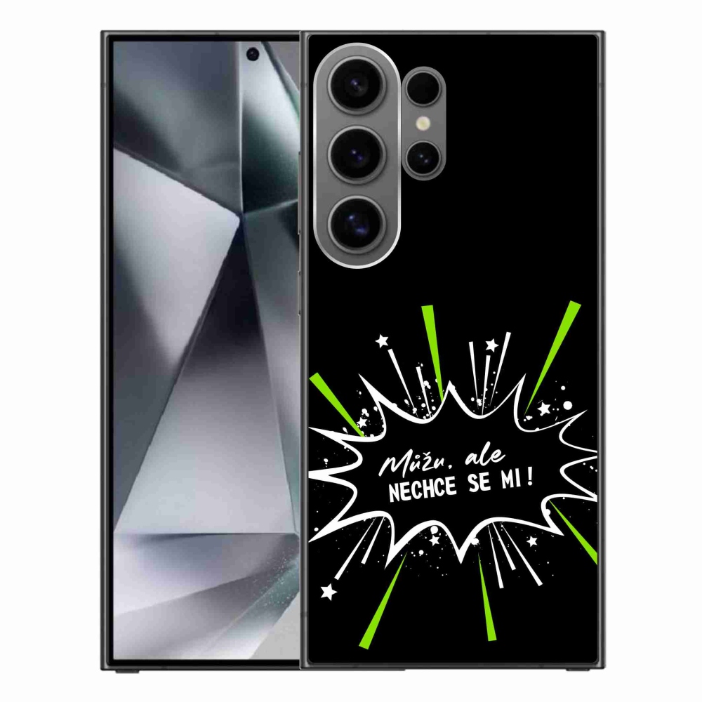 Gelový kryt mmCase na Samsung Galaxy S24 Ultra - vtipný text 11 černé pozadí