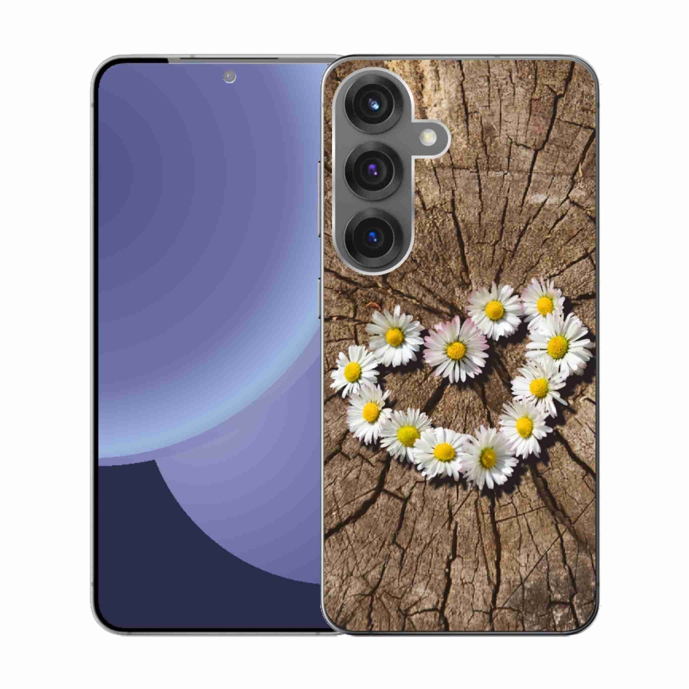 Gelový kryt mmCase na Samsung Galaxy S25 - srdce z kopretin