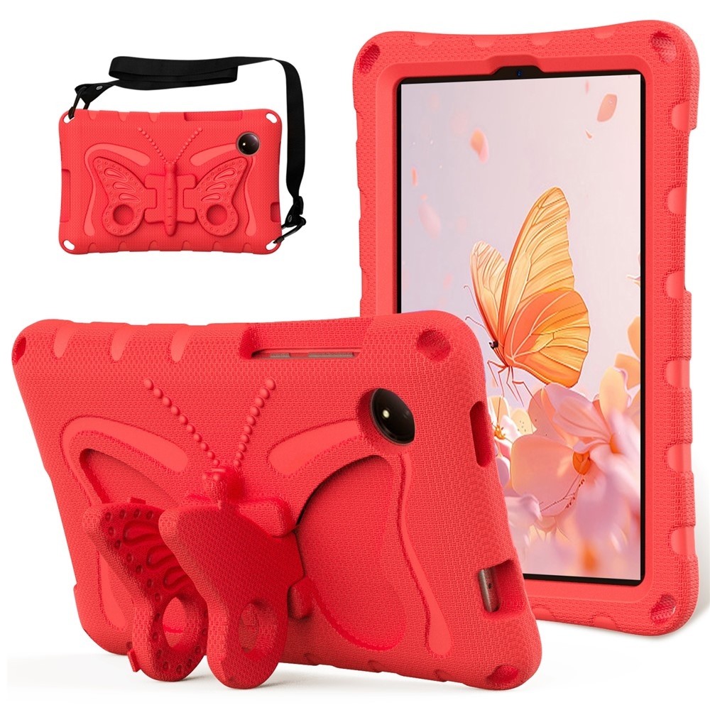 Kids Butterfly EVA odolné pouzdro s popruhem na tablet Xiaomi Redmi Pad SE 8.7 - červené