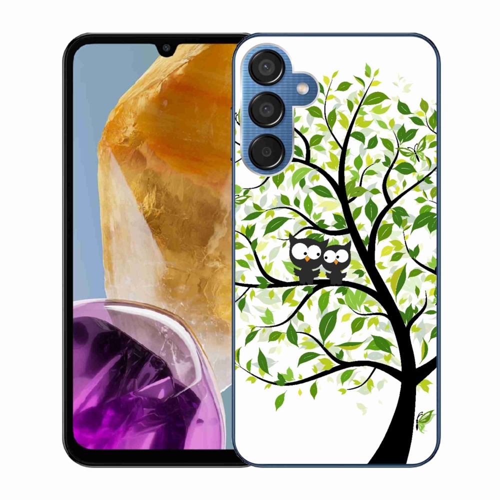 Gelový kryt mmCase na Samsung Galaxy M15 5G - sovičky na stromě