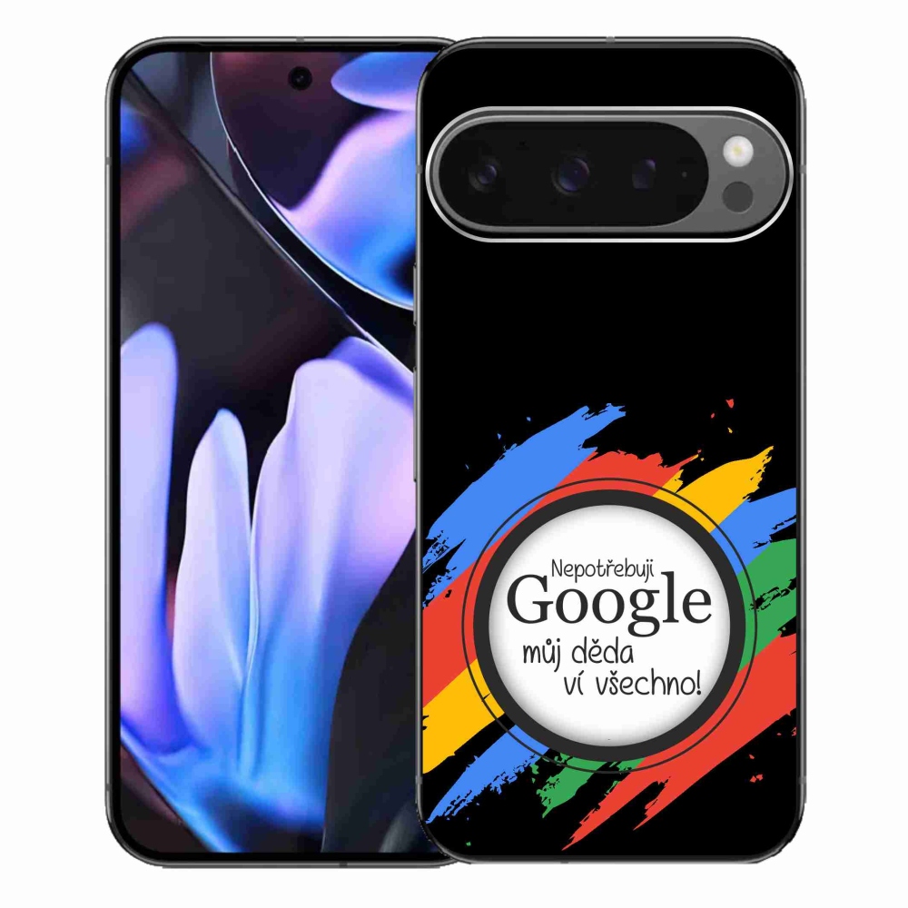 Gelový kryt mmCase na Google Pixel 9 Pro XL - děda ví všechno černé pozadí