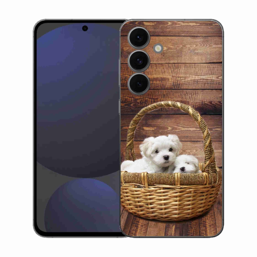 Gelový kryt mmCase na Samsung Galaxy S25 FE - štěňátka