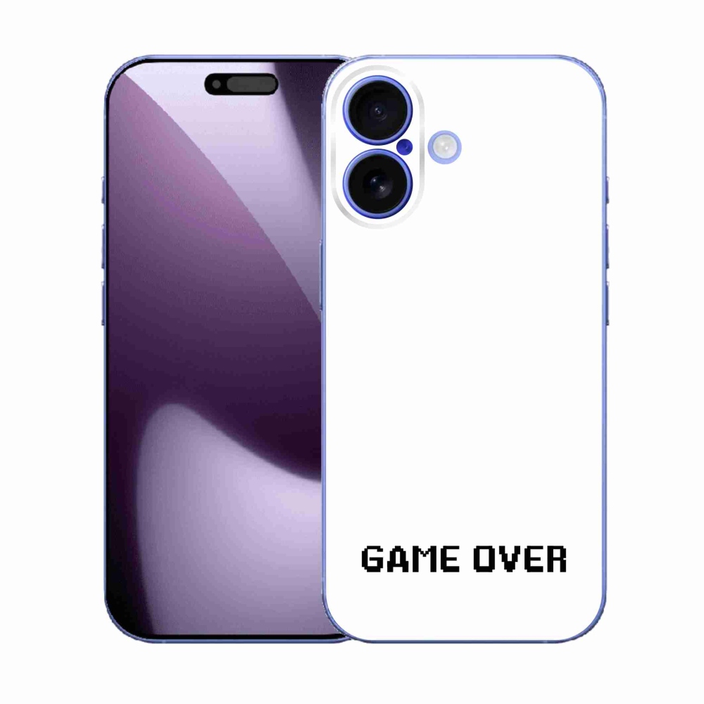 Gelový kryt mmCase na iPhone 17 - game over bílé pozadí