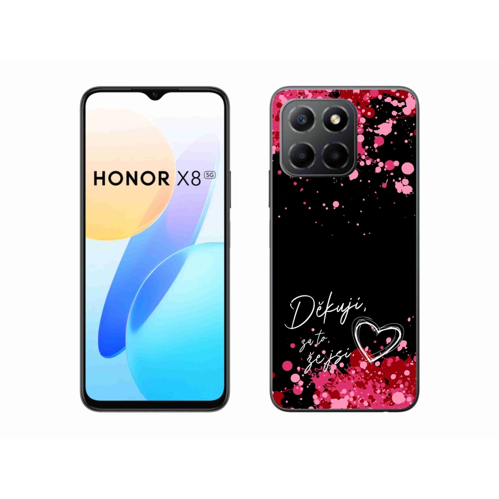 Gelový kryt mmCase na Honor X8 5G/Honor 70 Lite 5G - zamilovaný text 2 černé pozadí
