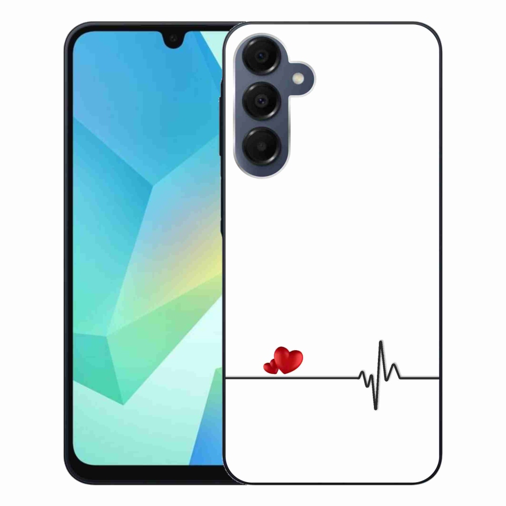 Gelový kryt mmCase na Samsung Galaxy A16 4G/5G - srdce a tep bílé pozadí