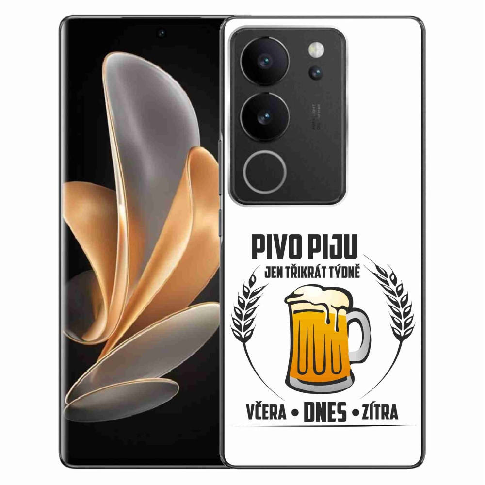 Gelový kryt mmCase na Vivo V29 5G - pivní motiv bílé pozadí
