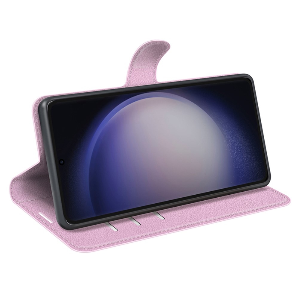 Litchi knížkové pouzdro na Samsung Galaxy S24 Ultra - růžové