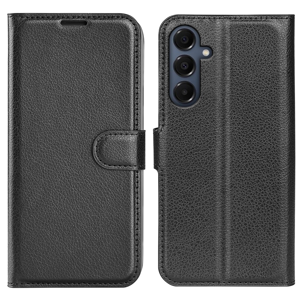 Litchi knížkové pouzdro na Samsung Galaxy A17 5G - černé