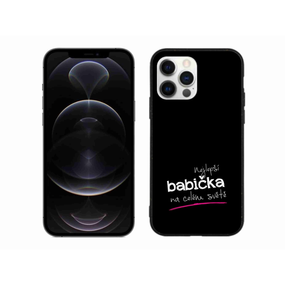 Gelový kryt mmCase na iPhone 12 Pro Max - nejlepší babička 4 černé pozadí