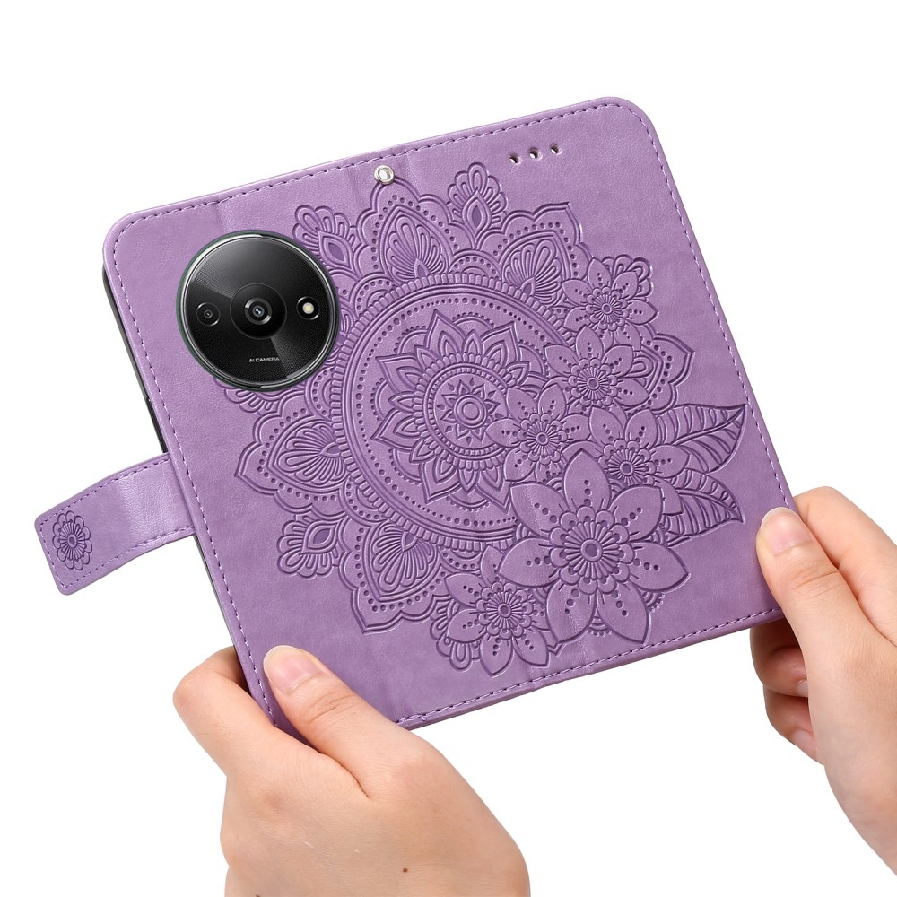Mandala knížkové pouzdro na Xiaomi Redmi A3 - fialové
