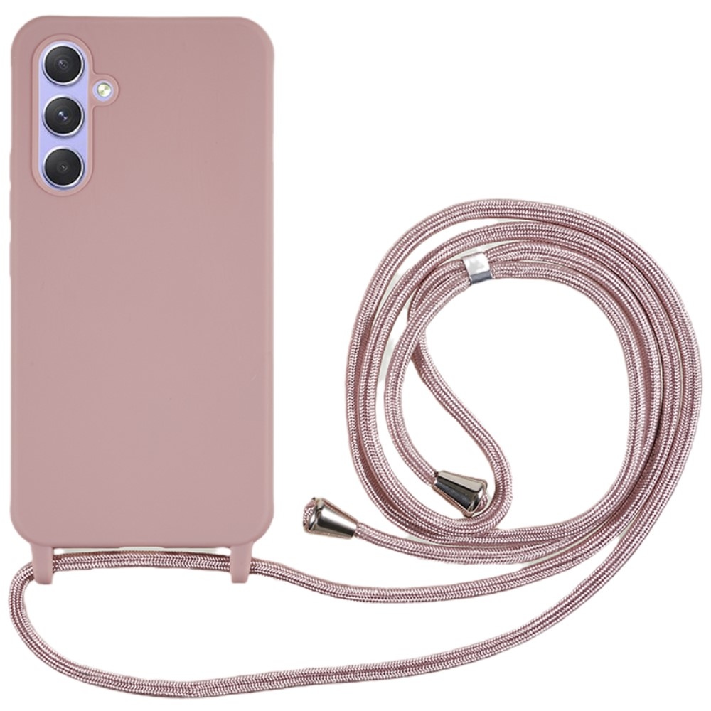 Lany gelový obal se šňůrkou na Samsung Galaxy S25 - tmavěrůžový