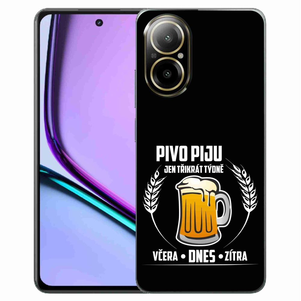 Gelový kryt mmCase na Realme C67 - pivní motiv černé pozadí