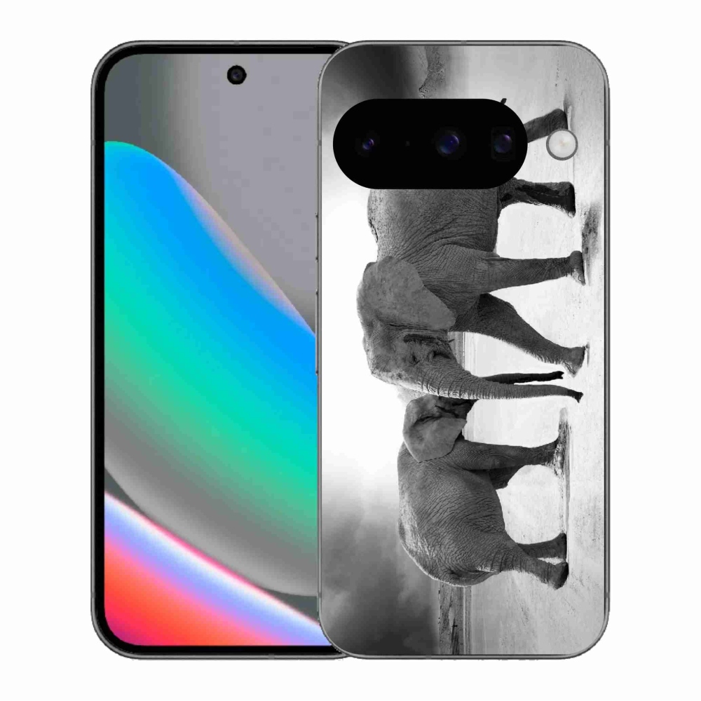 Gelový kryt mmCase na Google Pixel 10 - černobílí sloni